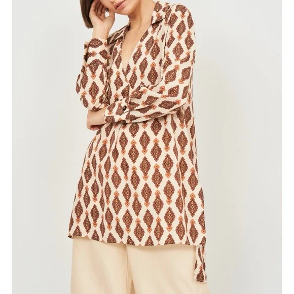 ZARA | NWT Retro Floral Pattern Lightweight Oversized Mod Tunic Blouse - Picture 3 of 17